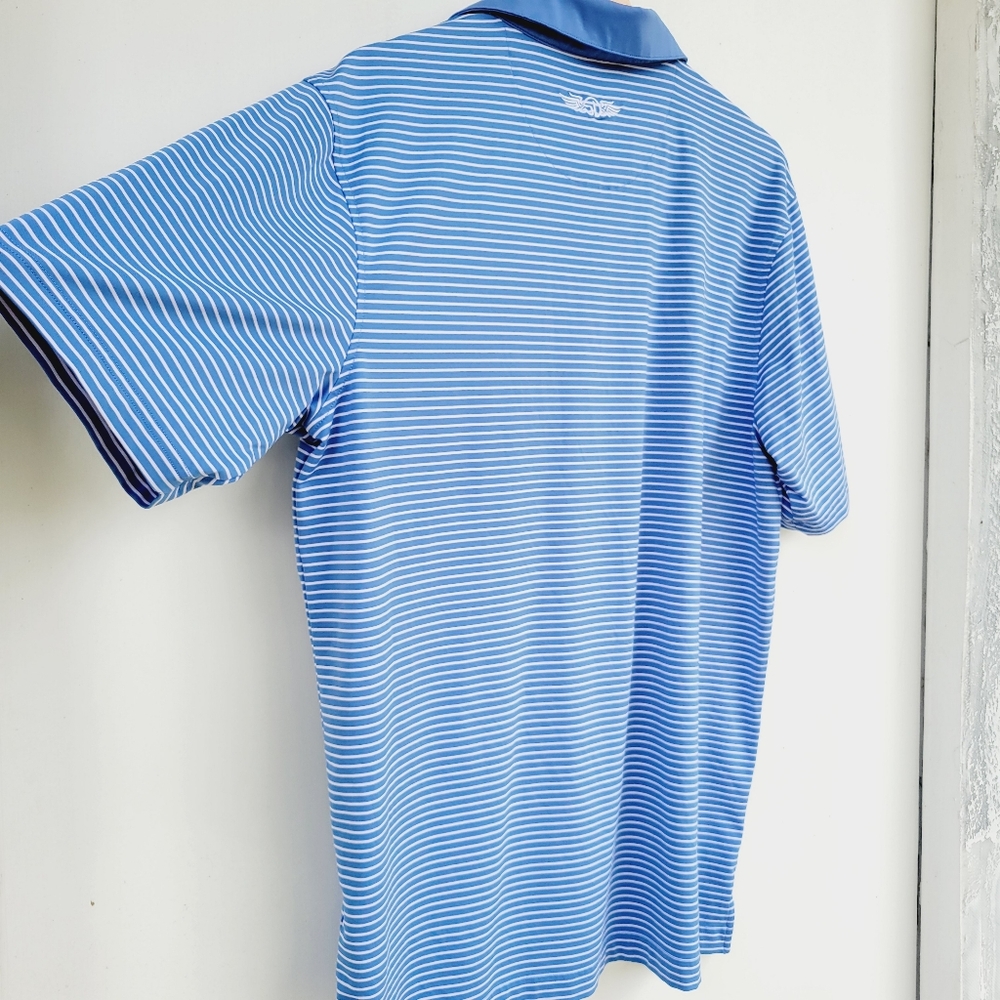 Straight Down Mens Polo Golf Athletic Shirt Blue Stripes Size Large - Picture 11 of 14